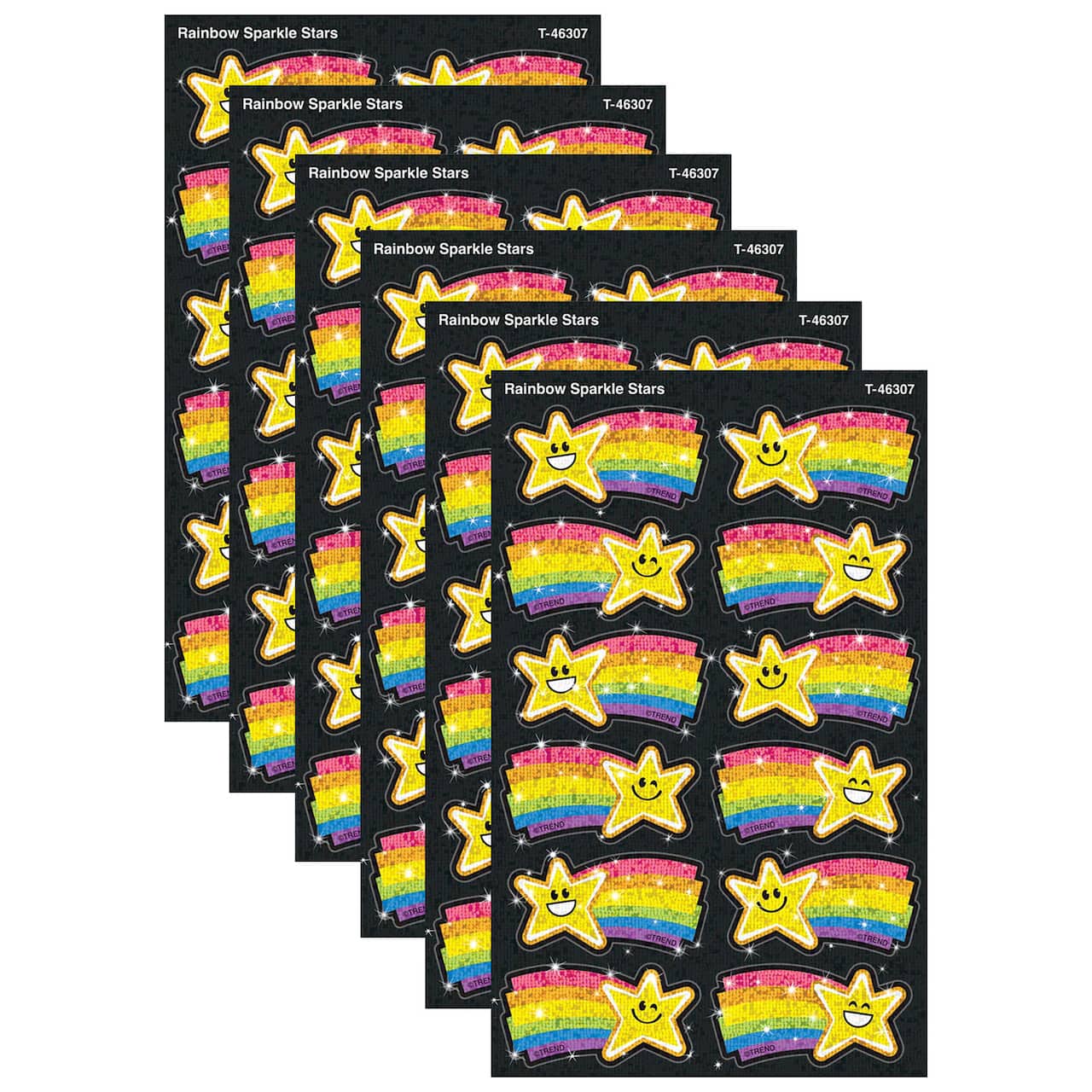 TREND Enterprises® Rainbow Stars Sparkle Stickers®, 6 Packs of 144